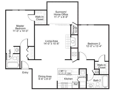 Woodlyn on the Green| B3 Floor Plan at Woodlyn on the Green Apartment Homes, Cary, North Carolina